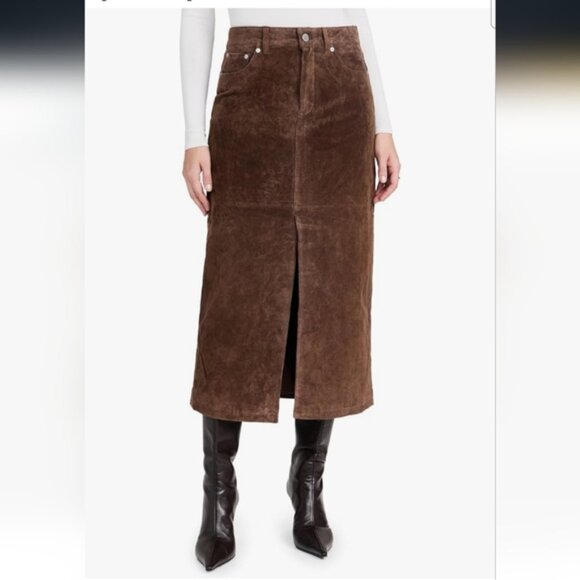 NWT BLANKNYC Suede Midi Skirt 100% Genuine Leather Size 26 Small NEW WITH TAGS - Picture 3 of 11